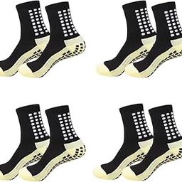 Men's Soccer Socks Anti Slip Non Slip Grip Pads for Football Basketball Sports Grip Socks, 4 Pair-image-78