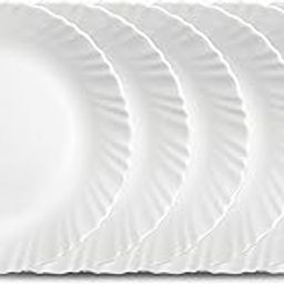 La Opala Diva, Classique Collection, Opal Glass Full Plate Set 11" 6 pcs, Plain White-32