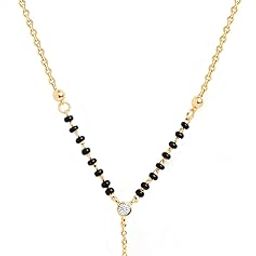 Stylish Fashion Pendant Necklace Black Beads Mangalsutra for Women & Girls with Extendable Chain-image-92