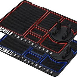 Klwosh Car Mobile Phone Holder Dashboard Mat Anti Slip Mount Tray for Idols Toys Coins Keys with 360 Degree Rotating Adjustable Non Slip Mat for All Smartphones-image-1