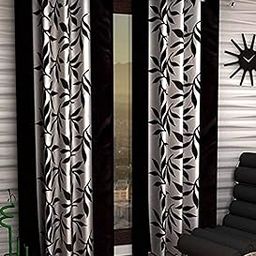 Polyester Curtains for Home|Bed Room/Living Room Long Door Curtains- 9feet,Black (Set of 2)-4