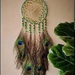 6INCH Green Round Peacock with Beads Dream Catcher - 1PC-image-41