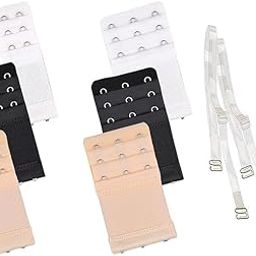 6 Pcs Women's Bra extenders 2 Hooks/3 Hooks Flexible Bra Extender for women & girls & 1pair Clear Adjustable Transparent Shoulder Strap(6PCS Women's Bra Extenders+1pair Transparent Straps)-51