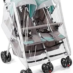 Double Stroller Rain Cover, Waterproof Weather Shield for Side-by-Side Twin Strollers, Protects from Rain, Wind, Snow, and Dust, Baby Outdoor Accessory-29