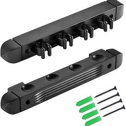 RUP Pack of Pool Stick Holders, Wall Mounted Billiard Cue Holder, Wooden Pool Cue Holders with 4 Cues, Billiard Cue Racks Set (Black, Only rack no accesories included)-picture-0