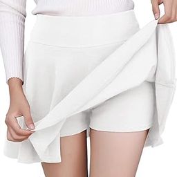 Girl's/Women's Classic Stretchy All Time Trendy Skater Skirt with Attached Inner Shorts and Flared Inskirt-image-73