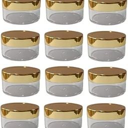 M.C. PIPWALA 30 GM Empty Acrylic Clear Cosmetic Container with Gold Lid and Leakproof Inner lids(PACK OF- 12)-40