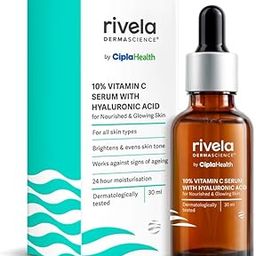 Rivela Dermascience By Cipla 10% Vitamin C Face Serum For Bright & Glowing Skin, Anti Ageing Formula With Hyaluronic Acid For All Skin Types, 30ml-image-2