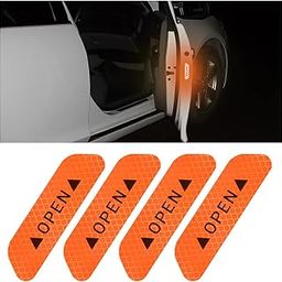 (4 pcs - Orange) Car Door Open Sticker Reflective Tape Safety Warning Decal Universal Compatible with Toyota Legender-image-26