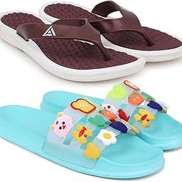 Combo Pack of 2 Slipper/Flip Flops/Slides/Clogs/Sandals for Women (V-Triangle Vs MixVeg)-image-90