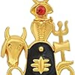Gold Plated Brass CZ Lord Shiva Mahadev Symbols Trishul Pind Nandi Naag Religious Locket Pendant Necklace for Men & Women-18
