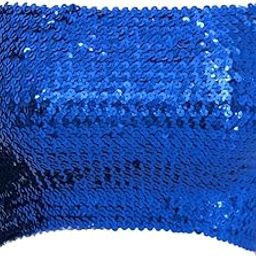 Ubervia Women Sequin Off Shoulder Tube Top Blouse Stretchy Chest Wrap Party Vest Royal Blue-image-62