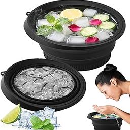 Glivary Face Bowl for Ice with Built-in Icetray, Portable Foldable Silicone Ice Facial Bowl, for Home Ice Bath Facial, Black-image-17