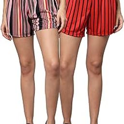 Women Shorts | Half Pant Shorts for Women | Stripe Print Shorts | Ladies Shorts Pack of 2 OTLWS01-4-image-103