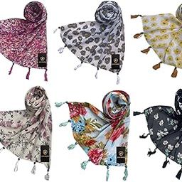 ™ Premium Multicolor Chiffon Scarf Lightweight & Comfortable for All Seasons with Pearl Tassels Combo of 6-(LDS12278)-image-19
