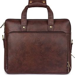 Unisex-Adult Faux Leather Laptop Briefcase For Laptop Messenger Bag (Dark Brown)-picture-21