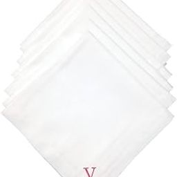 Mrunals fashion- Handkerchief (pack of 6) with ‘V’ Embroidery, Size 45 cm*45 cm, Color white, embroidery color Pink-image-97