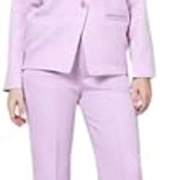 Cotton Blend Women's Blazer, Pant, and Inner Three-Piece Set- Suitable for Casual and Formal Wear-Lavender-image-32