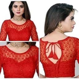Super Net Fabric Glass Sleeve Trending Comfortable Women Blouse|Style - 419 Women's Blouses & Shirts for The Size of - 30-image-2