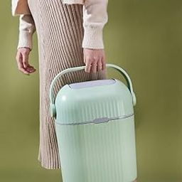 Jukkre Household Sealed Deodorant Baby Diaper Plastic Trash can Bedroom Diaper Storage Bucket Office Bathroom Creative Trash can Diaper Pail Nappy Disposal Bin Light green-20
