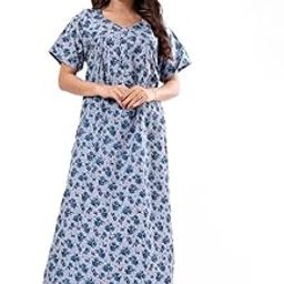 Girl's Nighty/Maxi with Zip Neck | Short Sleeves | Soft Synthetic Fabric | Stylish & Comfortable Sleepwear for Women & Girls-image-89