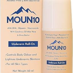 Moun10 Aluminium Free Roll-On, Alcohol Free AHA BHA & Glycerine enriched Underarm With goodness of Aloe vera & Shea Butter.-47