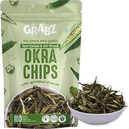 GRABZ Crispy Jain Bhindi Okra Chips without Onion ,Garlic | Air-Cooked, Solar-Dehydrated|No Palm Oil | No Maida | Fibre Rich, Zero Cholestrol, Gluten Free Vegan Snacks| Low Cholesterol | High Fiber |Olive Oil & Spicy Masala Flavor | 20g Each (Pack of 4)-image-16