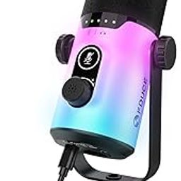 FDUCE USB/XLR Gaming Dynamic Microphone for Podcast Recording, PC Computer Gaming Streaming Vocal Mic with RGB Light, Mute Button, Gain Knob,Headphones Jack, with Desktop Stand (D20)-image-33
