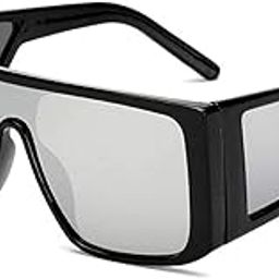 Mens Square UV Protected Sunglasses Black Frame, Silver Lens (Large) Pack Of 1-image-23