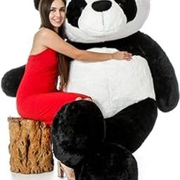 Madhubala 4 Feet Giant Panda Teddy Bear – Soft Plush Fabric Stuffed Toy with Neck Bow – Cuddly Black & White Panda for Kids, Girls, Boys, Birthday-image-30