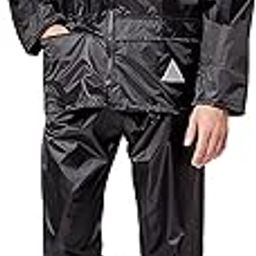 Mens Heavyweight Waterproof Rain Suit (Jacket & Trouser Suit) (M) (Black)-image-4