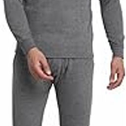 Men's V Neck Full Sleeves Undershirt and Full Length Underpants Charcaol Melange Thermal Set (#Set-CH)-image-55