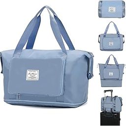 Large Capacity Folding Travel Tote, Oxford Fabric Waterproof Lightweight Duffel Bag, Portable Expandable With Dry&Wet Separation, For Airplanes, Blue, 22 cm-picture-10