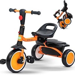 Baybee Trikidz 2 in 1 Baby Tricycle for Kids, Foldable Kids Cycle with Adjustable Seat, Back Rest & Storage Basket for Toys | Portable Baby Cycle Trikes | Tricycles for 2 to 5 Years (Orange)-image-98
