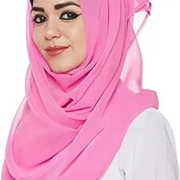 momin libas Women's Georgette Hijab and Scarf (HCT42317, Pink, Free Size)-picture-5