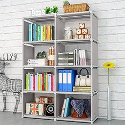 BuenoVida 4 Layers 8 Cubes Bookshelf Storage Shelve Books Rack Bookcase Cabinet Organizer 8 Layer, Grey Color 126 x 30 x 80 cm-image-24
