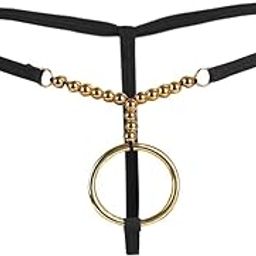 Men's Sexy String Thong with Golden Ring and Beads G-String for Men-picture-30