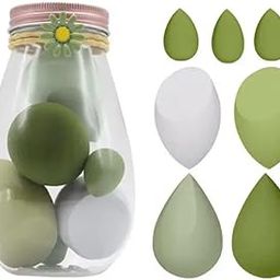 feelhigh Makeup Sponge Set Beauty Blender with Egg Case- 7 Pieces (Green)-image-95