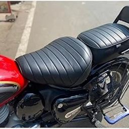 Sahara Seats Compatible with All New Classic 350/ Be Reborn Classic Stripes Seat Cover Leather Finish Water Resistant (Black)-image-62