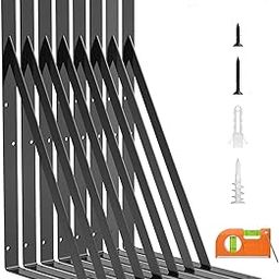 Triangle Rustic Industrial Floating Heavy Duty Wall Mounted L Shape 18 Inch Floating Shelf Brackets with Gusset-Black Pack 8-image-16