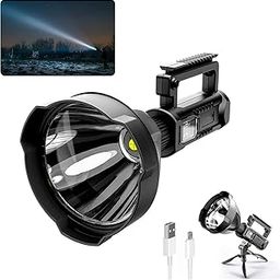 CBEX Rechargeable Spotlight Outdoor,1000,000 Lumens Led Spotlight Flashlight and Foldable Tripod, 4 Modes Waterproof Handheld Spot Light for Outdoor Marine Boating Hunting (Black)-16