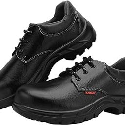 FS02 Black Leather Safety Shoes for Men | Single Density with Steel Toe | Antistatic, Antislip, Oil & Heat Resistant-image-81