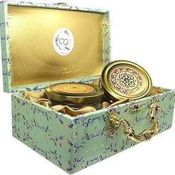 NutVistaar - Decorative Storage dryfruits Box with Floral Pattern, Mint Green with Blue Flowers, Gold Hardware-image-30