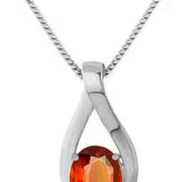anuj sales 8.00 Ratti 7.50 Carat Natural & Original Hessonite | Gomed Gemstone Pendant in Pure Silver with Lab Certificate [ WTGTL ]-picture-37