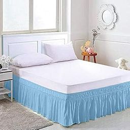Light Blue Bed Skirt Wrap Around 600Microfiber with Easy Fit with 22'' Inch Tailored Drop - Shrinkage and Fade Resistant with Microfiber 22'' Bed Skirt-image-41