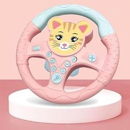Simulated Steering Wheel Toy - Pretend Adventure Toy, Speed & Brake Controls, Durable, Easy to Use - Kid (Pink)-image-2