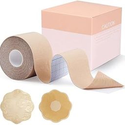 Breast Lift Tape, Sweat Proof Bob Tape Body Tape for All Breast, Instant Boobytape Lift Fashion Tape Kinesiology Tape with Reusable Lace Breast Cover (Nude)-image-91