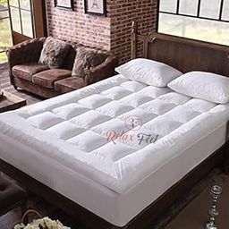600 Gsm Microfiber 5 Star Cotton double Bed Soft Waterproof Quilted Mattress Topper/Padding for Comfortable Sleep - White - Double Size - 72 Inche X 72 Inche-image-53