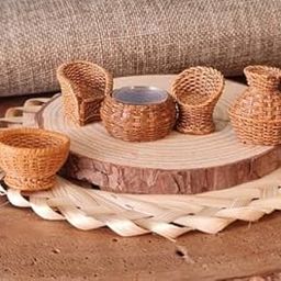 SATYAM KRAFT 1 Set Resin Miniature Sitting Sofa Set – 5 Pcs | Decorative Showpiece for Home, Living Room, Office, Table, Car Dashboard | Unique Gift & Festive Decoration (Brown)-87