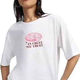 100% Pure Cotton Oversized Baggy Fit Front & Back Slice Society Graphic Printed Black & White Round Neck T-Shirt for Women & Girls (Sizes: S to 2XL)-image-97